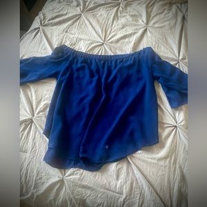 Blue off shoulder blouse